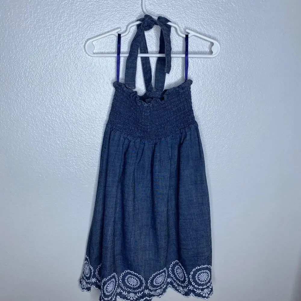 Old Navy Embroidered Denim Halter Dress XS